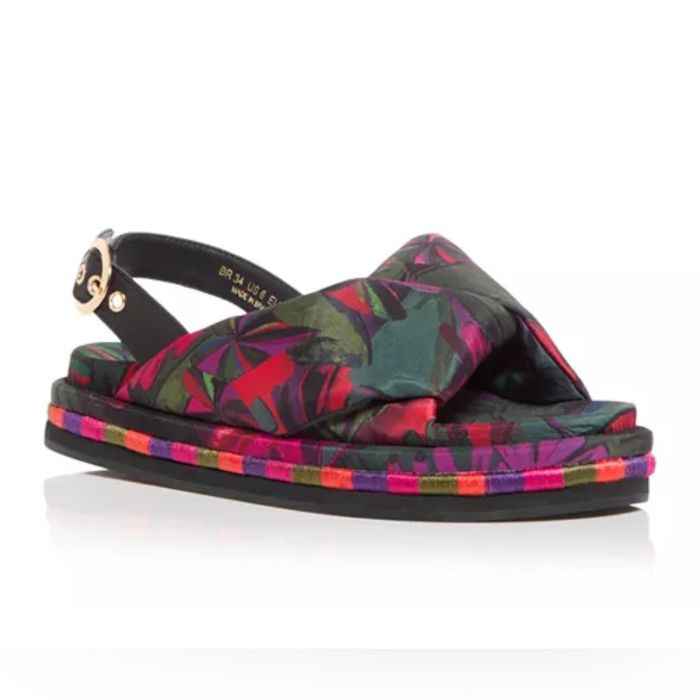 FARM RIO Banana Leaves Puffy Flat Floral Sandals